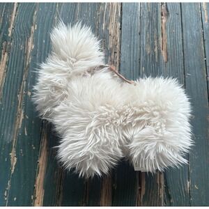 Pottery Barn: Luxe Faux Fur Dog with Antlers Shaped Plush Christmas